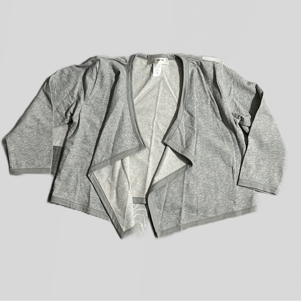 NWOT Forgiveness Open Front Knit Waterfall Sweater Cardigan Sz Medium Light Gray